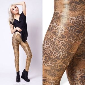 Black Milk Leopard Gold leggings M MUSEUM *rare*